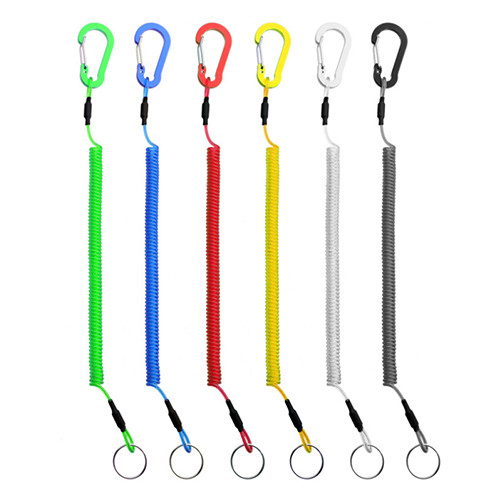 Spring Steel Wire Fishing Tools Safety Lanyard Colored Plastic Coated