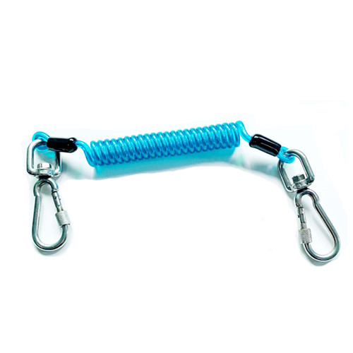 TPU Coated Steel Wire Fall Protection Lanyard Light Blue