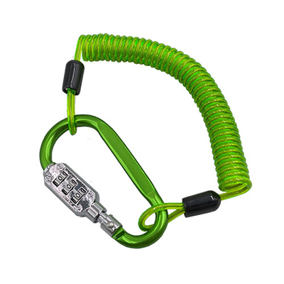 TPU Plastic Spring Tool Leash With Carabiner Combination Lock For Helmet Safety