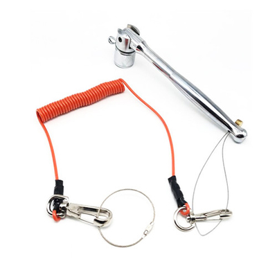 Securing Orange Wire PU Coated Retractable Tool Lanyard Fall Protection Stop The Drop