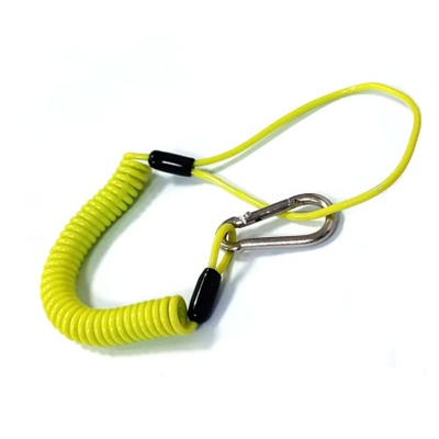 Light Green Spring Flexible Coil Lanyard With Carabiner &amp; Wrist Loop