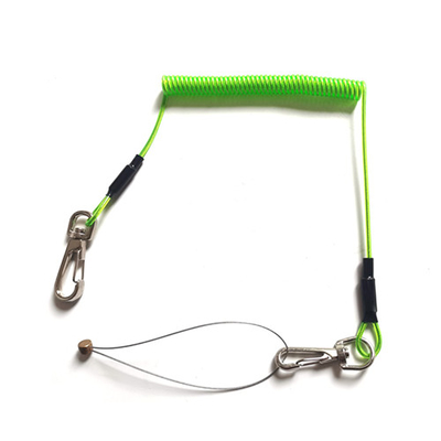 Clear Green Curly Plastic Coil Lanyard With Swivel Hook Each End