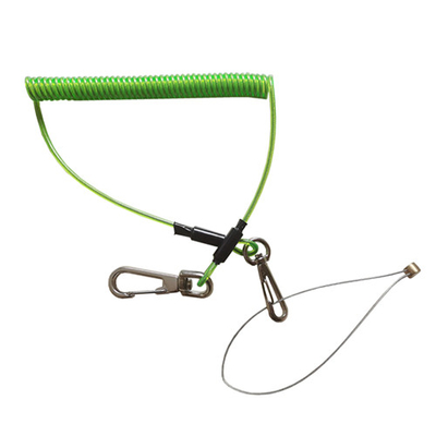 Clear Green Curly Plastic Coil Lanyard With Swivel Hook Each End