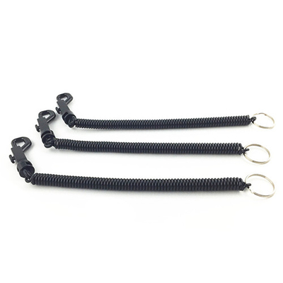 Black Joggers Coiled Key Lanyard Tethers With POM Plastic Snap Hook