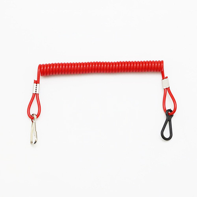 J Hook Spring Stretchy Coil Tool Lanyard Strap Rope Red Cord Line