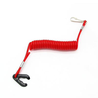 Red Reinforced Coiled Jet Ski Safety Lanyard Fits Any Brand Kill Switch