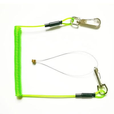 Clear Green Stopdrop Tooling Coil Lanyard With Zinc Alloy Swivel Hook Each End