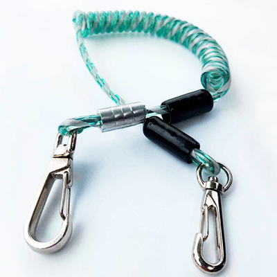 Light Green Spiral Extension Cord Plastic Covered Quick Release Leash