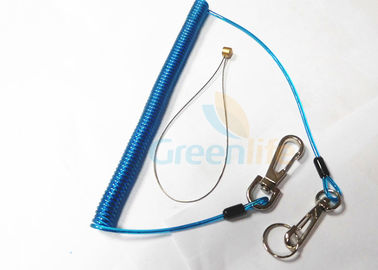 Stretchy Coiled Key Lanyard Blue Coiled Lanyard Cord With Wire Loop Holder