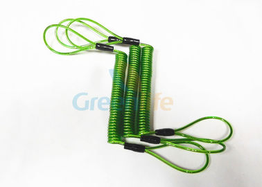 Vinyl Braided Steel Plastic Coil Lanyard Translucent Green Rope String