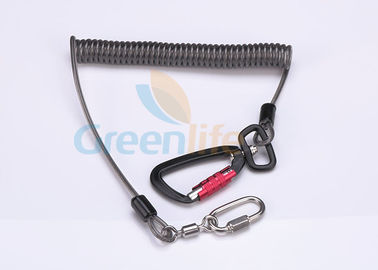 Black Retractable Safety Lanyard 5.0MM Auto Lock , Stainless Tool Safety Lanyards
