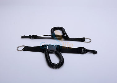 Detach Black Spring Quick Release Coil Lanyard TPU With Fabric Belt Clip