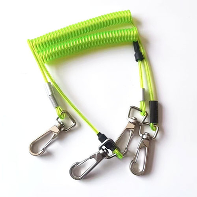 Stainles Steel Coiled Cable Tool Lanyard 2M Expanding Hot Green Color
