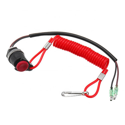 Red Color Flexible Coil Lanyard For Switch Off Outboard Motor 12CM Length