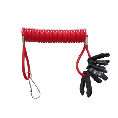 Red Jet Ski Safety Lanyard Spiral Outboard Engine Killcord With 7 Keys