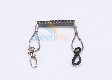 Security Vinyl Coated Plastic Coil Lanyard With Custom Metal / Plastic Clips