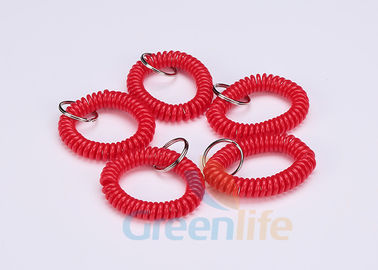 Custom Multi - Purpose Spiral Keychain Bracelet , Red Plastic Wrist Key Holder