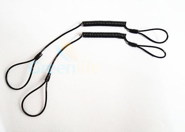 Big Double Loop Black Stretchable Coil Tool Lanyard For Safety