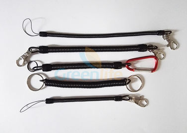 Securing PU Coated Plastic Spiral Coils Tethers With Carabiner Clip Attachments