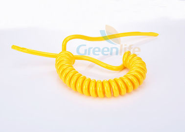 Bright Yellow PU Tubbing Coiled Power Cable ,  Rope Coiled Wire Cable Swivelling Design