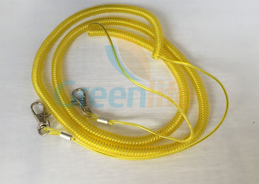 10M Strap Coiled Fishing Rod Lanyard Yellow Color With Snap Clip Each End