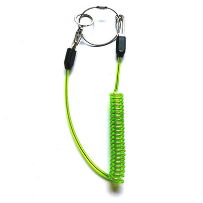 Hand Tool Stop-drop Clear Green Spring Steel Wire Lanyard With Swivel Hooks