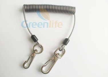 Stretched 1M Retnetion Spring Steel Wire Lanyard With Swivel Hooks Hot Style