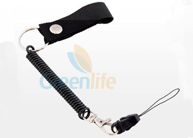 Multifunctional Coiled Key Lanyard Plastic Black Bungee Elastic Cord For Clipping Key / Phone