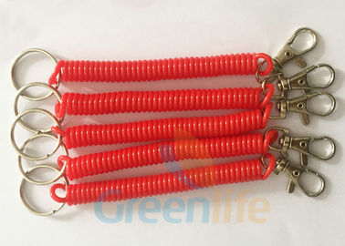 Red Key Spiral Coil Key Chains Safety Product Eco Friendly Strong PU Material