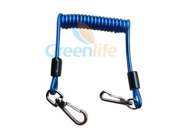 Plastic Blue Wire Coiled Lanyard Cord For Working At Height Keep Tools Secure