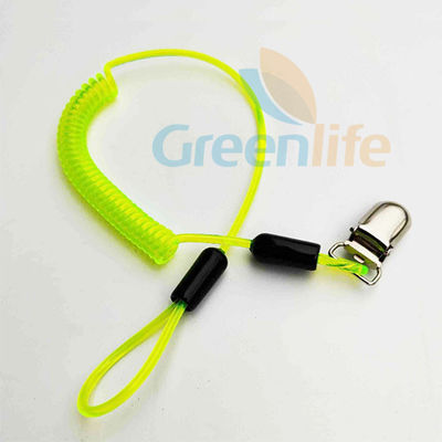 TPU Fluorescent Green 7.0MM Clip Coiled Lanyard Fastening Tether 2M
