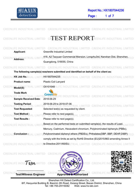 China Greenlife  Industrial  Limited certification