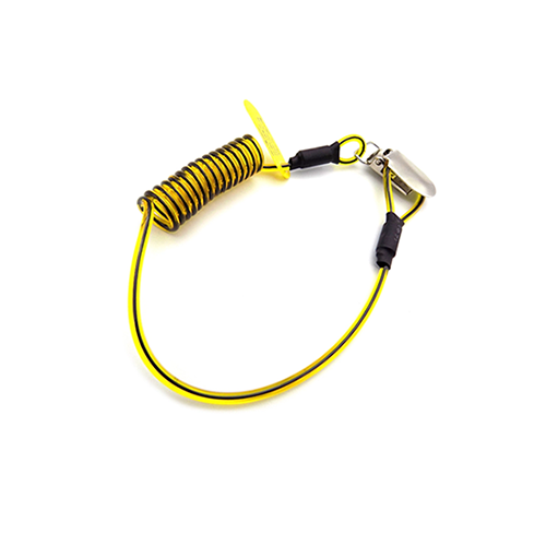 High Quality Yellow Black Color Mixed Spring Tool Coil Lanyard With Metal Clip For Helmet Safety