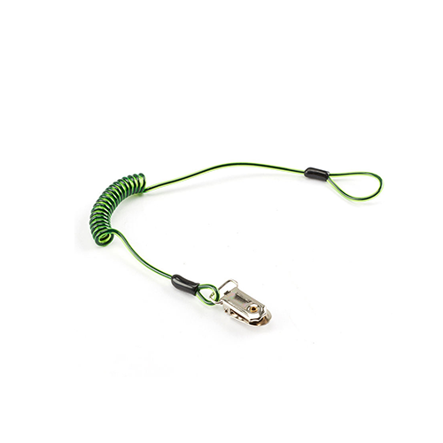China OEM Colored Plastic Sprial Coiled Hard Hat Lanyard with Metal Clamp For Helmet Security