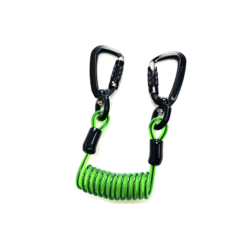 Safe Spring Tool Lanyard With Carabiner Snap Hook On Both End Light Green SWL 5kg