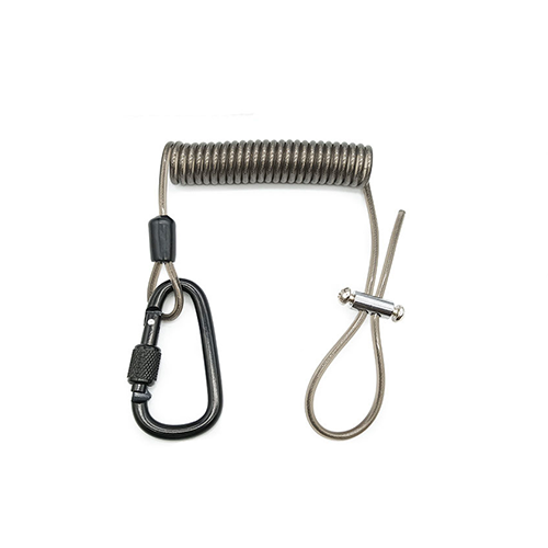 Protection Stainless Steel Cable Wire Coil Lanyard With Carabiner & Adjustable Cord Loop Bearing 25KG