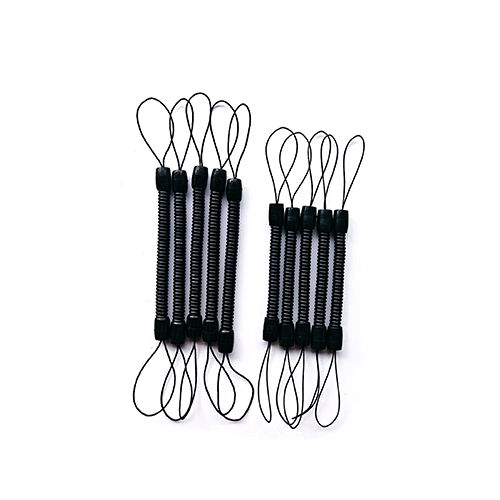 Loop To Loop Black Plastic Bungee Coiled Safety Spring Key Lanyard For Promotion